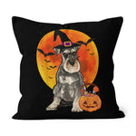 Halloween Pillow Dog Halloween Miniature Schnauzer Jack O Lantern Pumpkin Halloween Throw Pillows Canvas Throw Pillow - Scotstee Shop