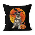 Halloween Pillow Dog Halloween Miniature Schnauzer Jack O Lantern Pumpkin Halloween Throw Pillows Canvas Throw Pillow - Scotstee Shop