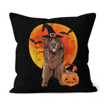 Halloween Pillow Dog Halloween Newfoundland Jack O Lantern Pumpkin Halloween Throw Pillows Canvas Throw Pillow - Scotstee Shop