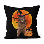 Halloween Pillow Dog Halloween Newfoundland Jack O Lantern Pumpkin Halloween Throw Pillows Canvas Throw Pillow - Scotstee Shop