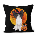 Halloween Pillow Dog Halloween Papillon Jack O Lantern Pumpkin Halloween Throw Pillows Canvas Throw Pillow - Scotstee Shop
