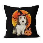 Halloween Pillow Dog Halloween Petit Basset Griffon Vendeen Jack O Lantern Halloween Throw Pillows Canvas Throw Pillow - Scotstee Shop