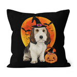 Halloween Pillow Dog Halloween Petit Basset Griffon Vendeen Jack O Lantern Halloween Throw Pillows Canvas Throw Pillow - Scotstee Shop