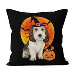 Halloween Pillow Dog Halloween Petit Basset Griffon Vendeen Jack O Lantern Halloween Throw Pillows Canvas Throw Pillow - Scotstee Shop