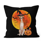 Halloween Pillow Dog Halloween Saluki Jack O Lantern Pumpkin Halloween Throw Pillows Canvas Throw Pillow - Scotstee Shop