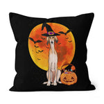 Halloween Pillow Dog Halloween Saluki Jack O Lantern Pumpkin Halloween Throw Pillows Canvas Throw Pillow - Scotstee Shop