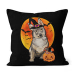 Halloween Pillow Dog Halloween Swedish Vallhund Jack O Lantern Pumpkin Halloween Throw Pillows Canvas Throw Pillow - Scotstee Shop