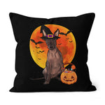 Halloween Pillow Dog Halloween Xoloitzcuintli Jack O Lantern Pumpkin Halloween Throw Pillows Canvas Throw Pillow - Scotstee Shop
