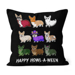 Halloween Pillow Funny Corgi Dog Halloween Happy Howl-o-ween Happy Halloween Throw Pillows Canvas Throw Pillow - Scotstee Shop