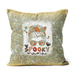 Halloween Pillow Funny Halloween One Spooky Mama Messy Bun Bleached Halloween Skull Monster Halloween Throw Pillows - Scotstee Shop