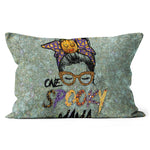 Halloween Pillow Funny Halloween One Spooky Mama Messy Bun Halloween Witch Mom Women Spooky Halloween Throw Pillows - Scotstee Shop
