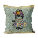 Halloween Pillow Funny Halloween One Spooky Mama Messy Bun Halloween Witch Mom Women Spooky Halloween Throw Pillows - Scotstee Shop
