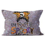 Halloween Pillow Funny Halloween One Spooky Mama Messy Bun Lady Halloween Mother Mom Lover Halloween Throw Pillows - Scotstee Shop