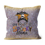 Halloween Pillow Funny Halloween One Spooky Mama Messy Bun Lady Halloween Mother Mom Lover Halloween Throw Pillows - Scotstee Shop