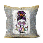 Halloween Pillow Funny Halloween One Spooky Mama Messy Bun Skull Halloween Costume Momster Skull Mom Halloween Throw Pillows - Scotstee Shop