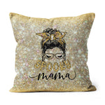 Halloween Pillow Funny Halloween Spooky Mama Funny Messy Bun Mom Leopard Halloween Zombie Halloween Throw Pillows Halloween Canvas Throw Pillow - Scotstee Shop