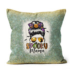 Halloween Pillow Funny Halloween Spooky Mama Messy Bun Mom Halloween Throw Pillows Halloween Canvas Throw Pillow - Scotstee Shop