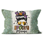 Halloween Pillow Funny Halloween Spooky Mama Messy Bun Mom Halloween Throw Pillows Halloween Canvas Throw Pillow - Scotstee Shop