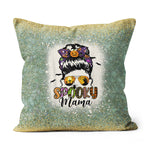 Halloween Pillow Funny Halloween Spooky Mama Messy Bun Mom Halloween Throw Pillows Halloween Canvas Throw Pillow - Scotstee Shop