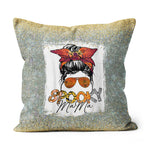 Halloween Pillow Funny Halloween Spooky Mama Messy Bun Skull Mom Halloween Halloween Throw Pillows Halloween Canvas Throw Pillow - Scotstee Shop