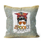 Halloween Pillow Funny halloween Spooky Mama Messy Bun Skull Mom Halloween Halloween Throw Pillows Halloween Canvas Throw Pillow - Scotstee Shop