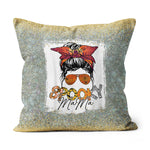 Halloween Pillow Funny halloween Spooky Mama Messy Bun Skull Mom Halloween Halloween Throw Pillows Halloween Canvas Throw Pillow - Scotstee Shop
