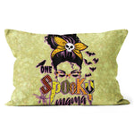 Halloween Pillow Funny Halloween Spooky Mama Mesy Bun Halloween Throw Pillows Halloween Canvas Throw Pillow - Scotstee Shop