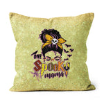 Halloween Pillow Funny Halloween Spooky Mama Mesy Bun Halloween Throw Pillows Halloween Canvas Throw Pillow - Scotstee Shop