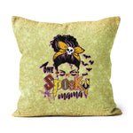 Halloween Pillow Funny Halloween Spooky Mama Mesy Bun Halloween Throw Pillows Halloween Canvas Throw Pillow - Scotstee Shop