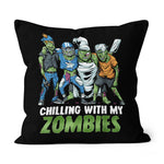 Halloween Pillow Funny Halloween Squad Chillin Zombies Football Trick or Treat Halloween Throw Pillows Canvas Throw Pillow - Scotstee Shop