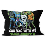 Halloween Pillow Funny Halloween Squad Chillin Zombies Football Trick or Treat Halloween Throw Pillows Canvas Throw Pillow - Scotstee Shop