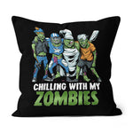 Halloween Pillow Funny Halloween Squad Chillin Zombies Football Trick or Treat Halloween Throw Pillows Canvas Throw Pillow - Scotstee Shop