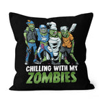 Halloween Pillow Funny Halloween Squad Chillin Zombies Football Trick or Treat Halloween Throw Pillows Canvas Throw Pillow - Scotstee Shop