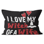 Halloween Pillow Funny I Love My Witch Wife, Halloween Gift For Husband Halloween Throw Pillows Canvas Throw Pillow - Scotstee Shop