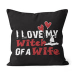 Halloween Pillow Funny I Love My Witch Wife, Halloween Gift For Husband Halloween Throw Pillows Canvas Throw Pillow - Scotstee Shop