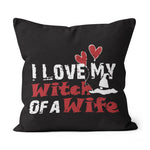 Halloween Pillow Funny I Love My Witch Wife, Halloween Gift For Husband Halloween Throw Pillows Canvas Throw Pillow - Scotstee Shop