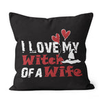 Halloween Pillow Funny I Love My Witch Wife, Halloween Gift For Husband Halloween Throw Pillows Canvas Throw Pillow - Scotstee Shop