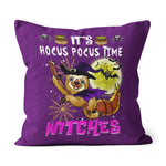 Halloween Pillow Funny Sloth It's Hocus Pocus Time Witches Halloween Throw Pillows Canvas Throw Pillow - Scotstee Shop
