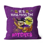 Halloween Pillow Funny Sloth It's Hocus Pocus Time Witches Halloween Throw Pillows Canvas Throw Pillow - Scotstee Shop