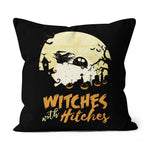 Halloween Pillow Halloween Camping Witches Hitches Funny Halloween Throw Pillows Canvas Throw Pillow - Scotstee Shop