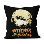 Halloween Pillow Halloween Camping Witches Hitches Funny Halloween Throw Pillows Canvas Throw Pillow - Scotstee Shop