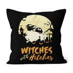Halloween Pillow Halloween Camping Witches Hitches Funny Halloween Throw Pillows Canvas Throw Pillow - Scotstee Shop