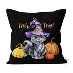 Halloween Pillow Halloween Cute Kitten Hat and Pumpkin Halloween Throw Pillows Canvas Throw Pillow - Scotstee Shop