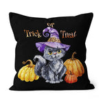 Halloween Pillow Halloween Cute Kitten Hat and Pumpkin Halloween Throw Pillows Canvas Throw Pillow - Scotstee Shop