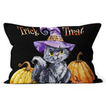 Halloween Pillow Halloween Cute Kitten Hat and Pumpkin Halloween Throw Pillows Canvas Throw Pillow - Scotstee Shop