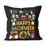 Halloween Pillow Halloween Happy Halloween Scary Ghost, Witches, Skull Black Cat Pumpkin Halloween Throw Pillows Canvas Throw Pillow - Scotstee Shop