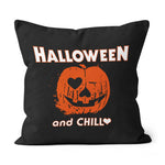 Halloween Pillow Halloween Movies and Chill Funny Halloween Throw Pillows Canvas Throw Pillow - Scotstee Shop