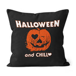 Halloween Pillow Halloween Movies and Chill Funny Halloween Throw Pillows Canvas Throw Pillow - Scotstee Shop