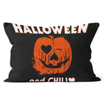 Halloween Pillow Halloween Movies and Chill Funny Halloween Throw Pillows Canvas Throw Pillow - Scotstee Shop
