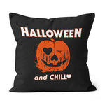 Halloween Pillow Halloween Movies and Chill Funny Halloween Throw Pillows Canvas Throw Pillow - Scotstee Shop